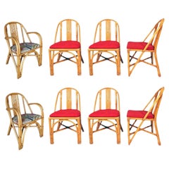 Restored Slat Leg Rattan Dining Chair, Set of 8