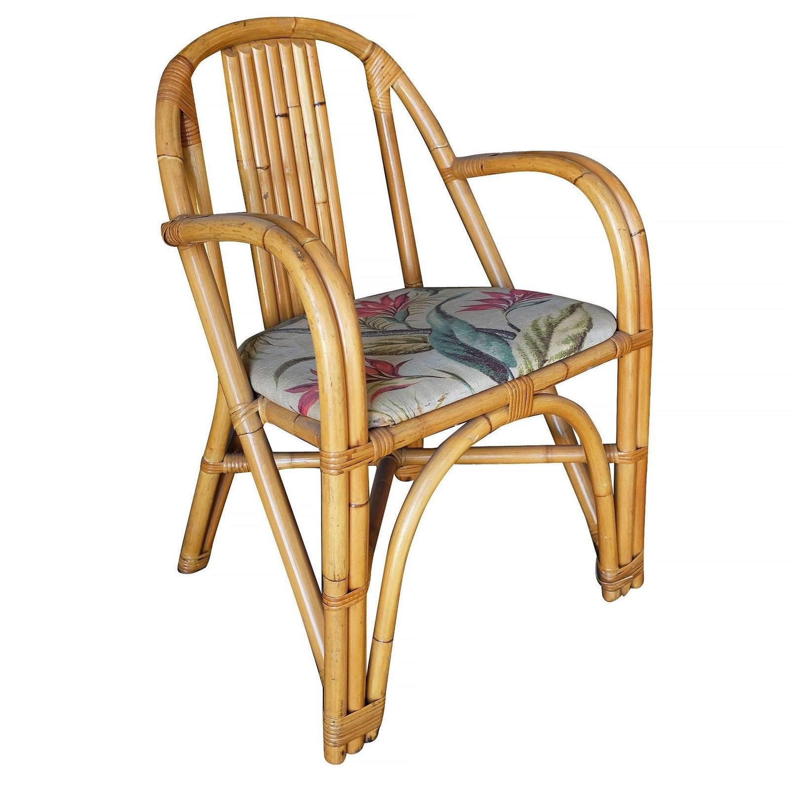 Restored Slat Leg Rattan Dining Chair, Set of Six 1