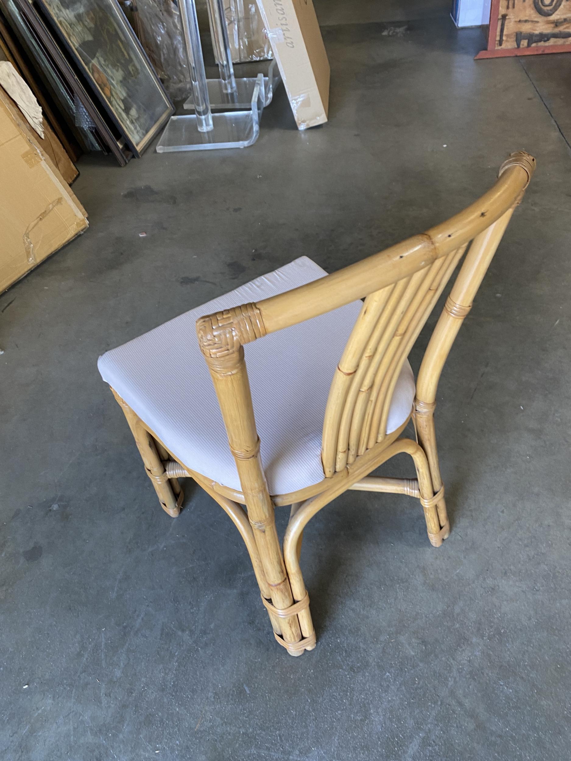 American Restored Slat Leg Rattan Dining Chair W/ 8 Strand Backrest, Set of 6