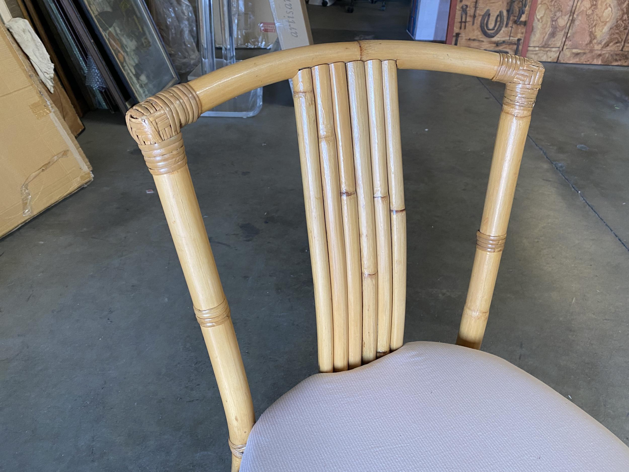 Restored Slat Leg Rattan Dining Chair W/ 8 Strand Backrest, Set of 6 2