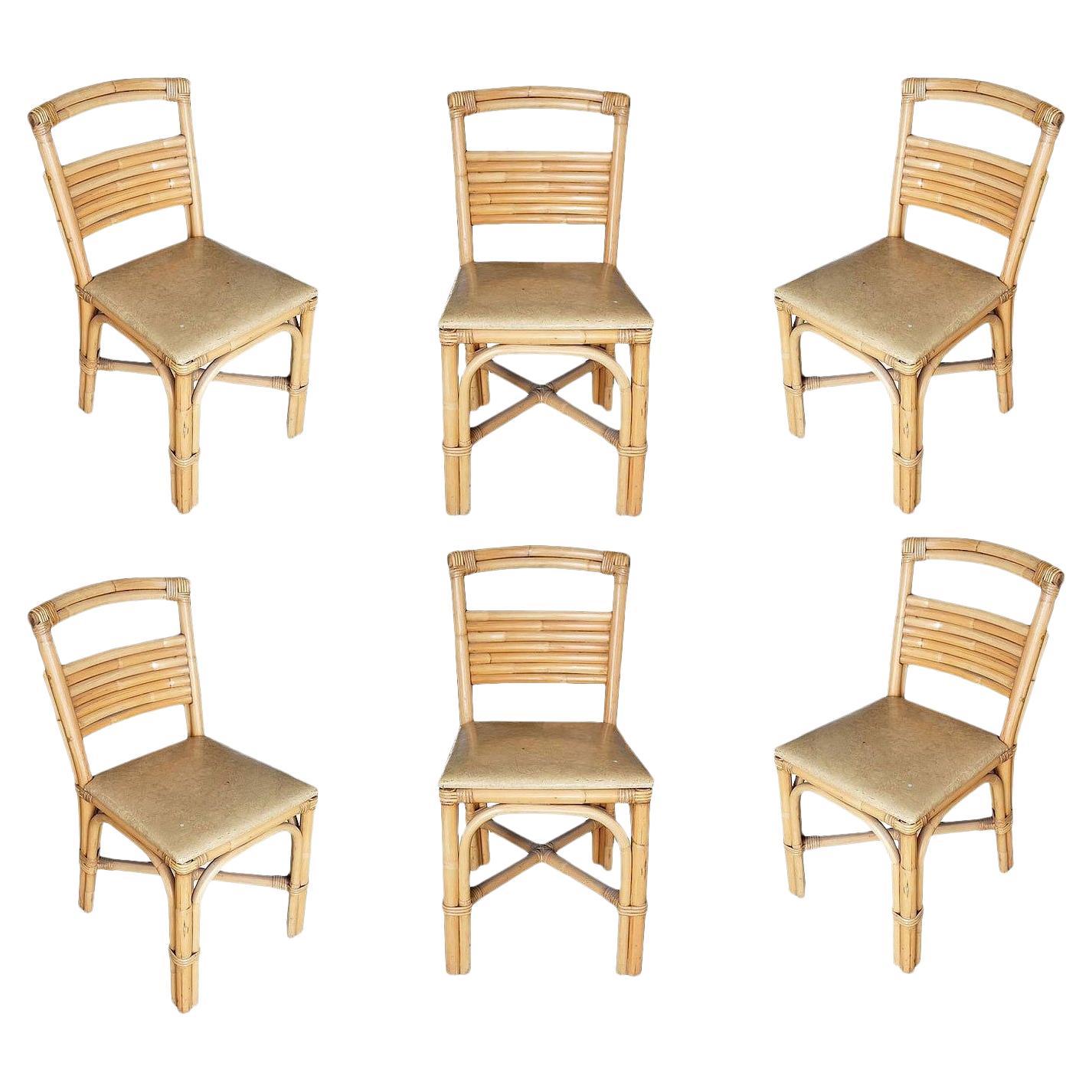 Set of 8 Vintage Lucite and Rattan Dining Chairs at 1stDibs