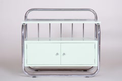 Restored Small Bauhaus Cabinet, Chrome-Plated Steel, Wood, Czechia, 1930s
