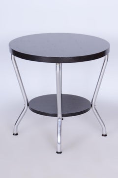 Piccolo tavolo Bauhaus restaurato, di Hynek Gottwald, Oak, Cromo, Ceco, anni '30
