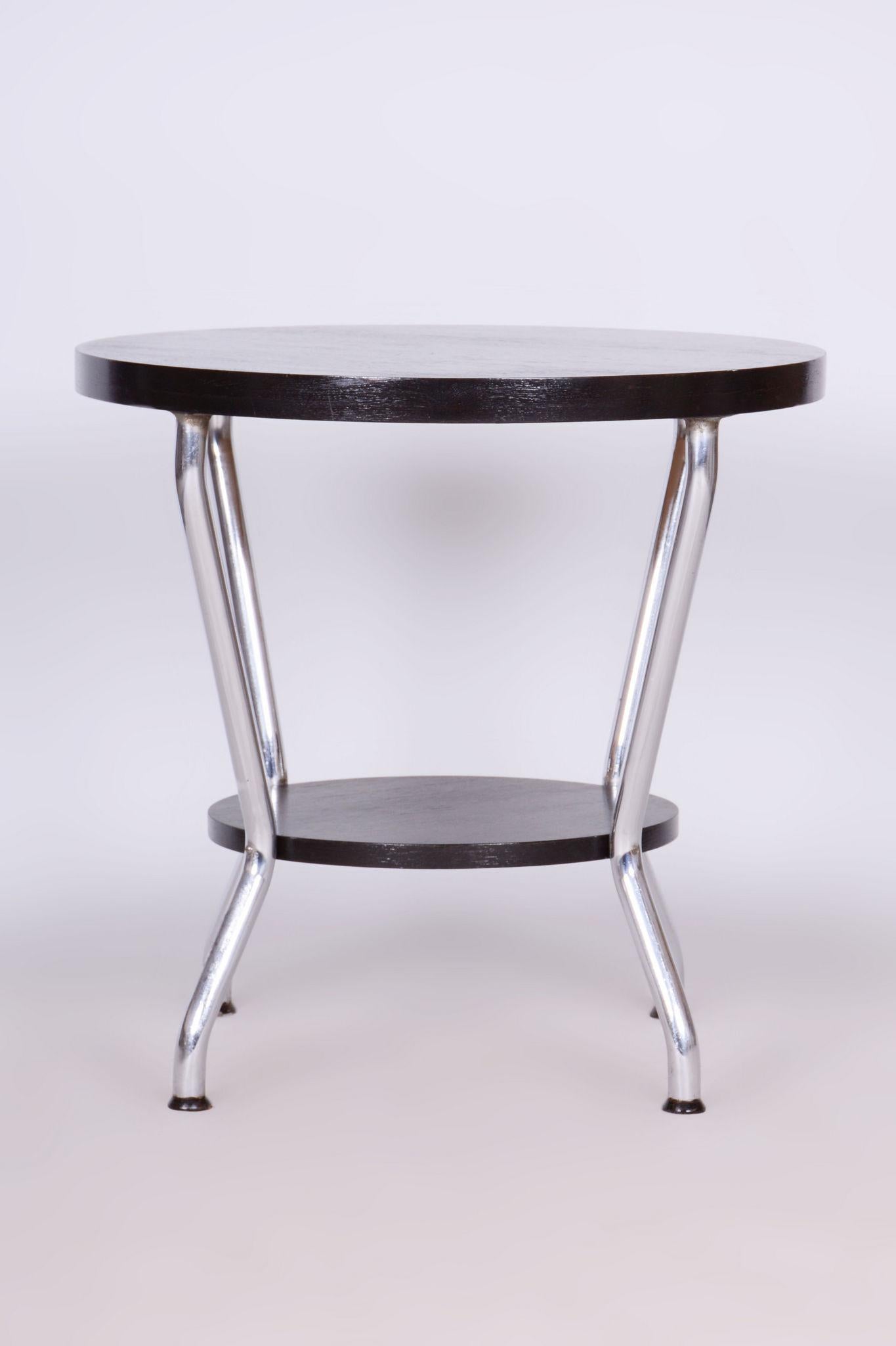 Restored Small Bauhaus Table, by Hynek Gottwald, Oak, Chrome, Czech, 1930s For Sale 4