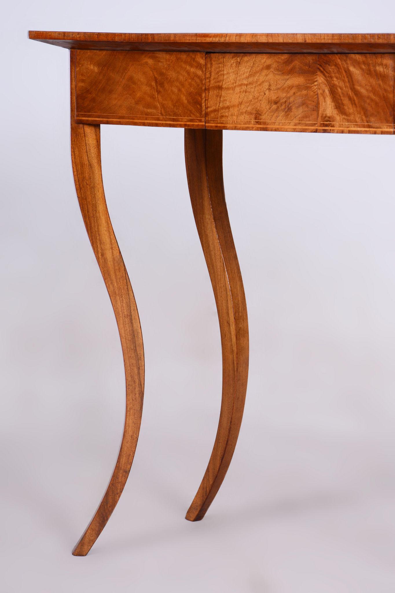 Wood Restored Small Biedermeier Side Table, Walnut, Spruce, Maple, Austria, 1820s