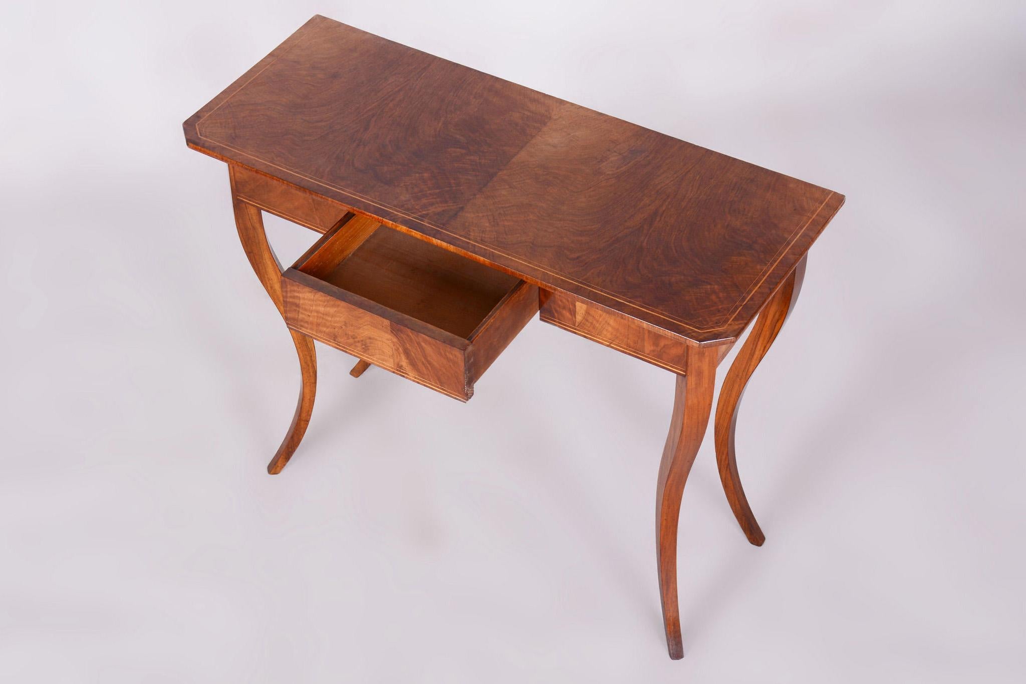 Restored Small Biedermeier Side Table, Walnut, Spruce, Maple, Austria, 1820s 2