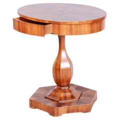 Restored Small Biedermeier Table, by J. Danhauser, Walnut, Spruce, Austria 1820s