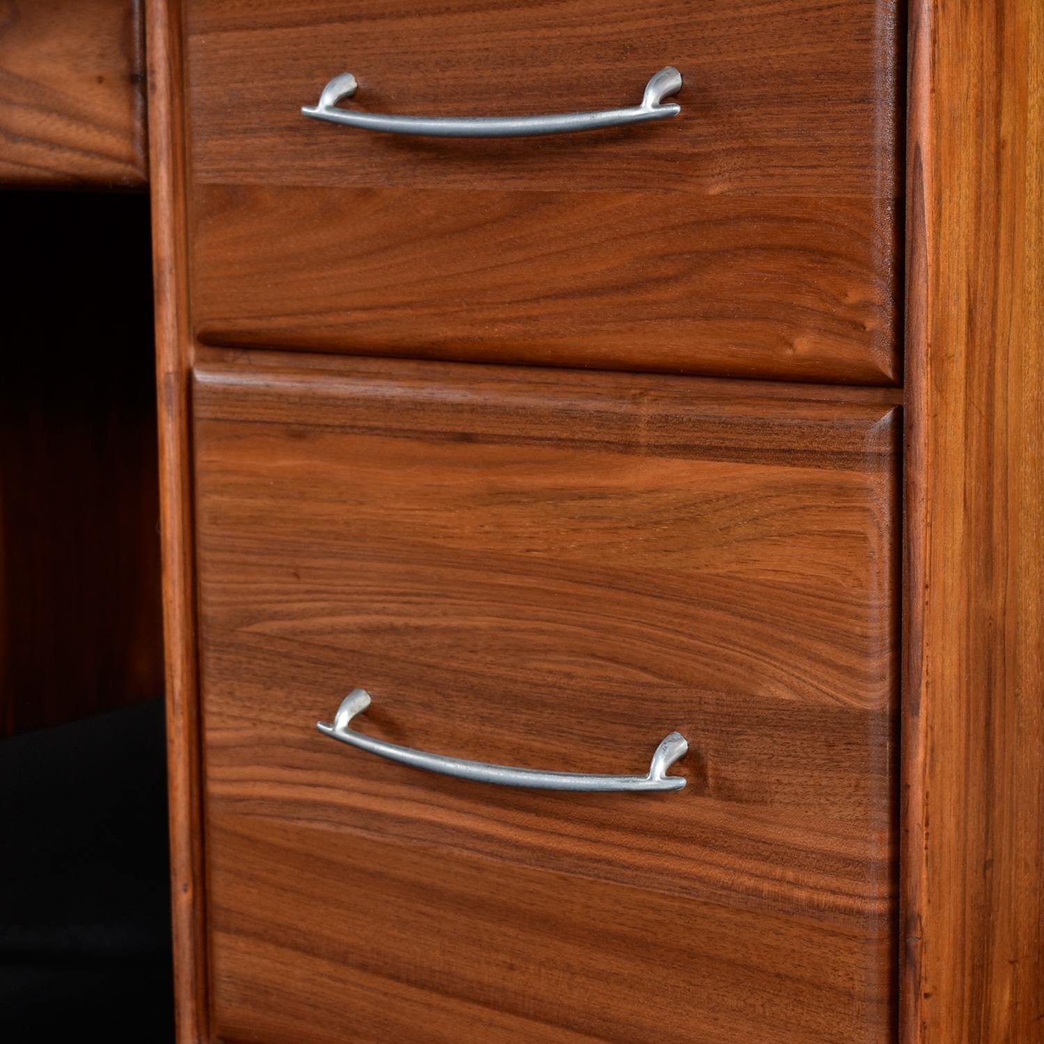 Solid Walnut Mid-Century Modern Desk with File Drawers 4