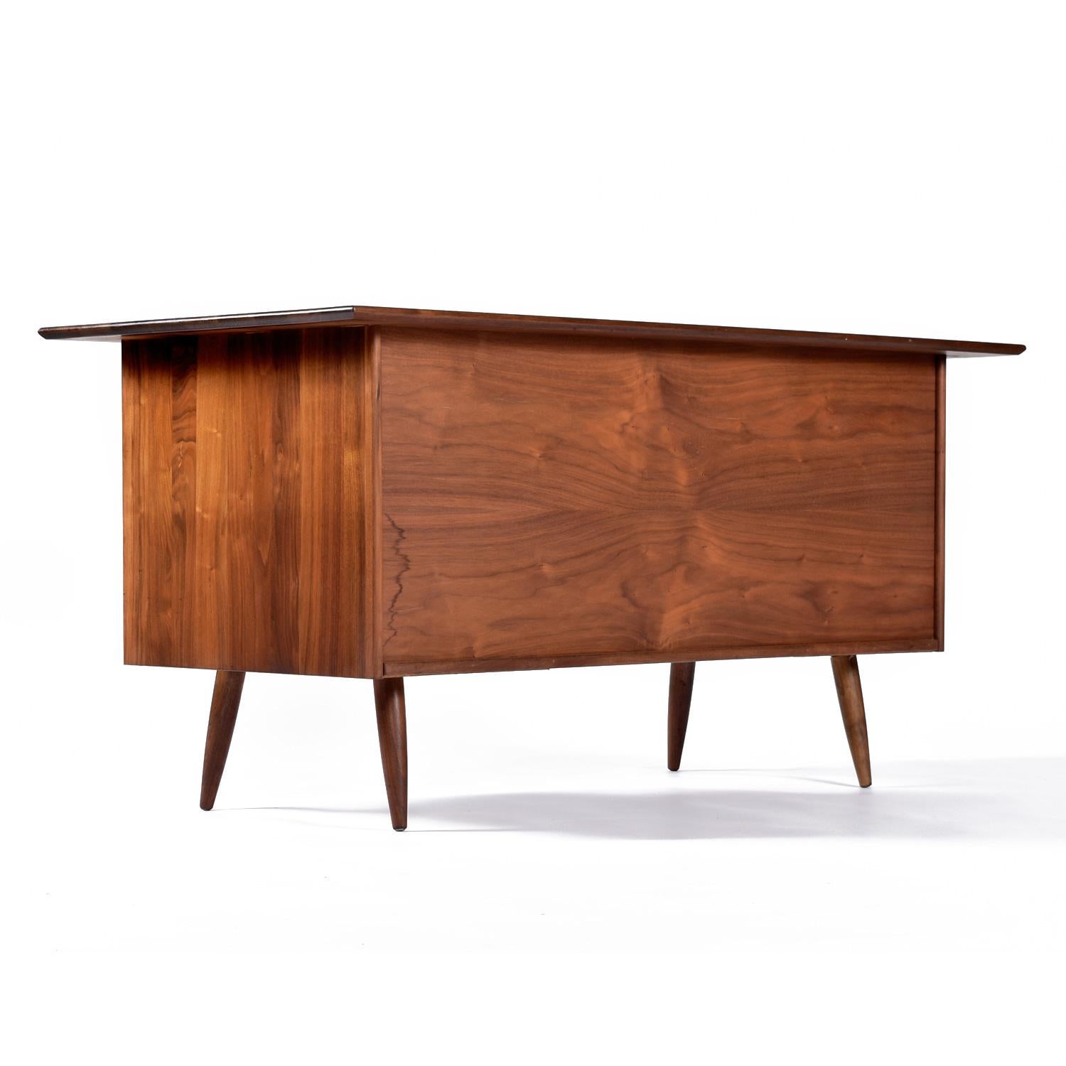 American Solid Walnut Mid-Century Modern Desk with File Drawers