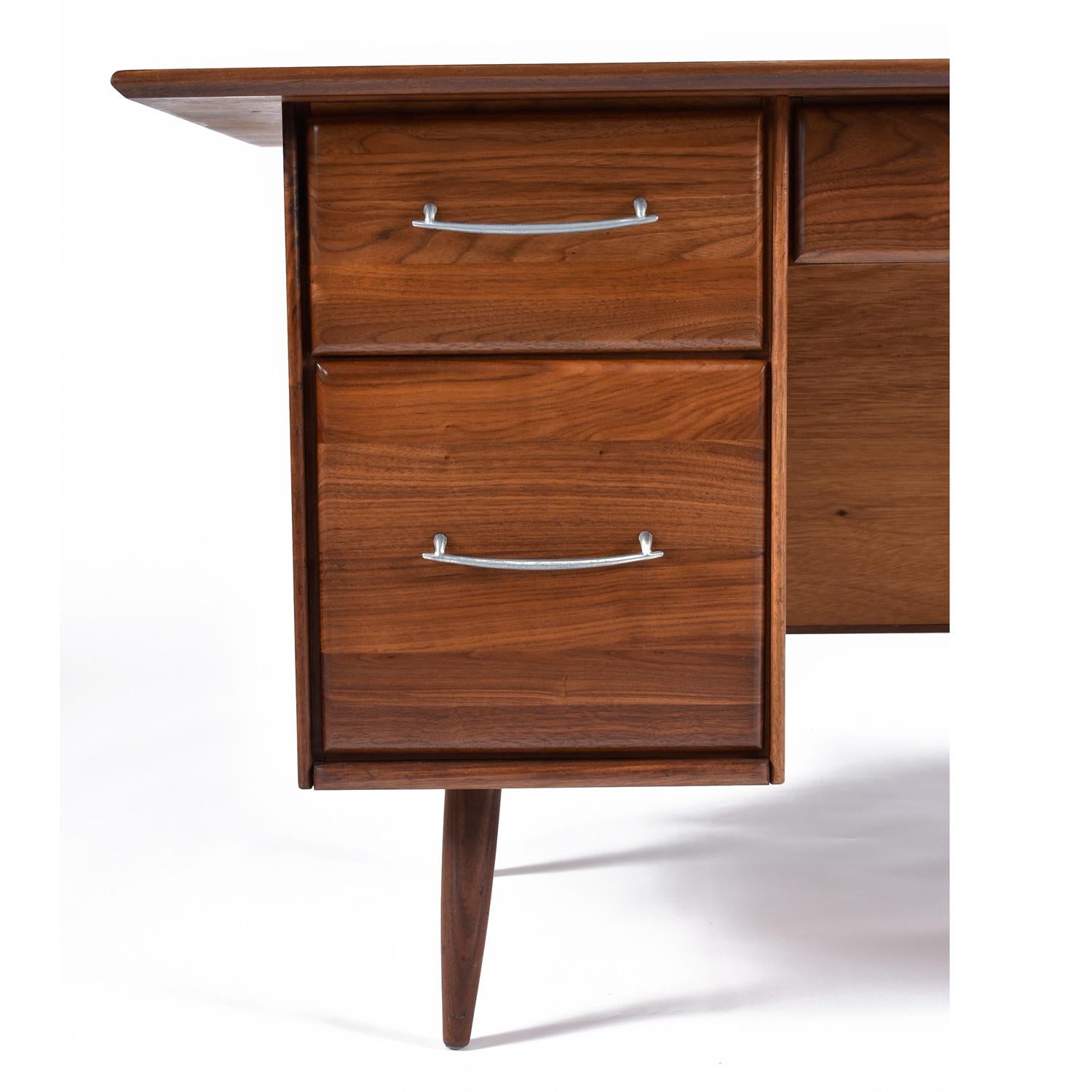 Solid Walnut Mid-Century Modern Desk with File Drawers 2