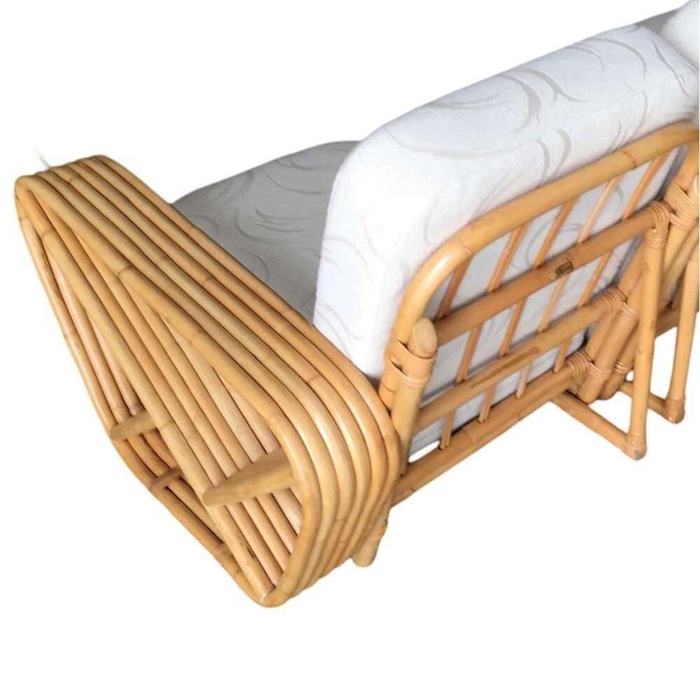 Restored Square Pretzel 3 Seat Rattan Corner Sofa w/ Table In Excellent Condition For Sale In Van Nuys, CA