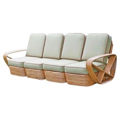 Restored Square Pretzel Rattan 4 Seater Sectional Sofa by Paul Frankl