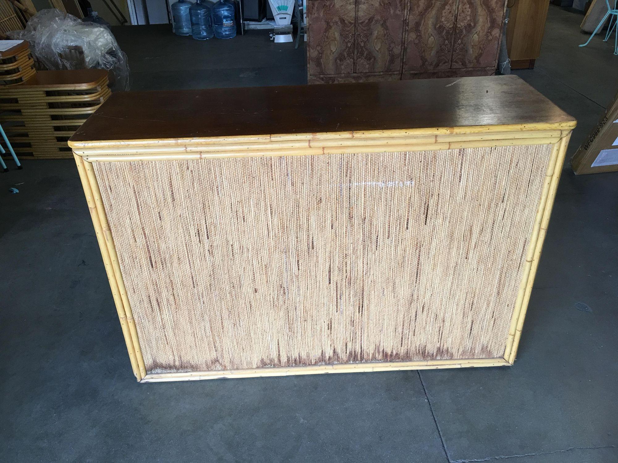 Restored Stacked Rattan Sideboard W/ Mahogany Top For Sale 3
