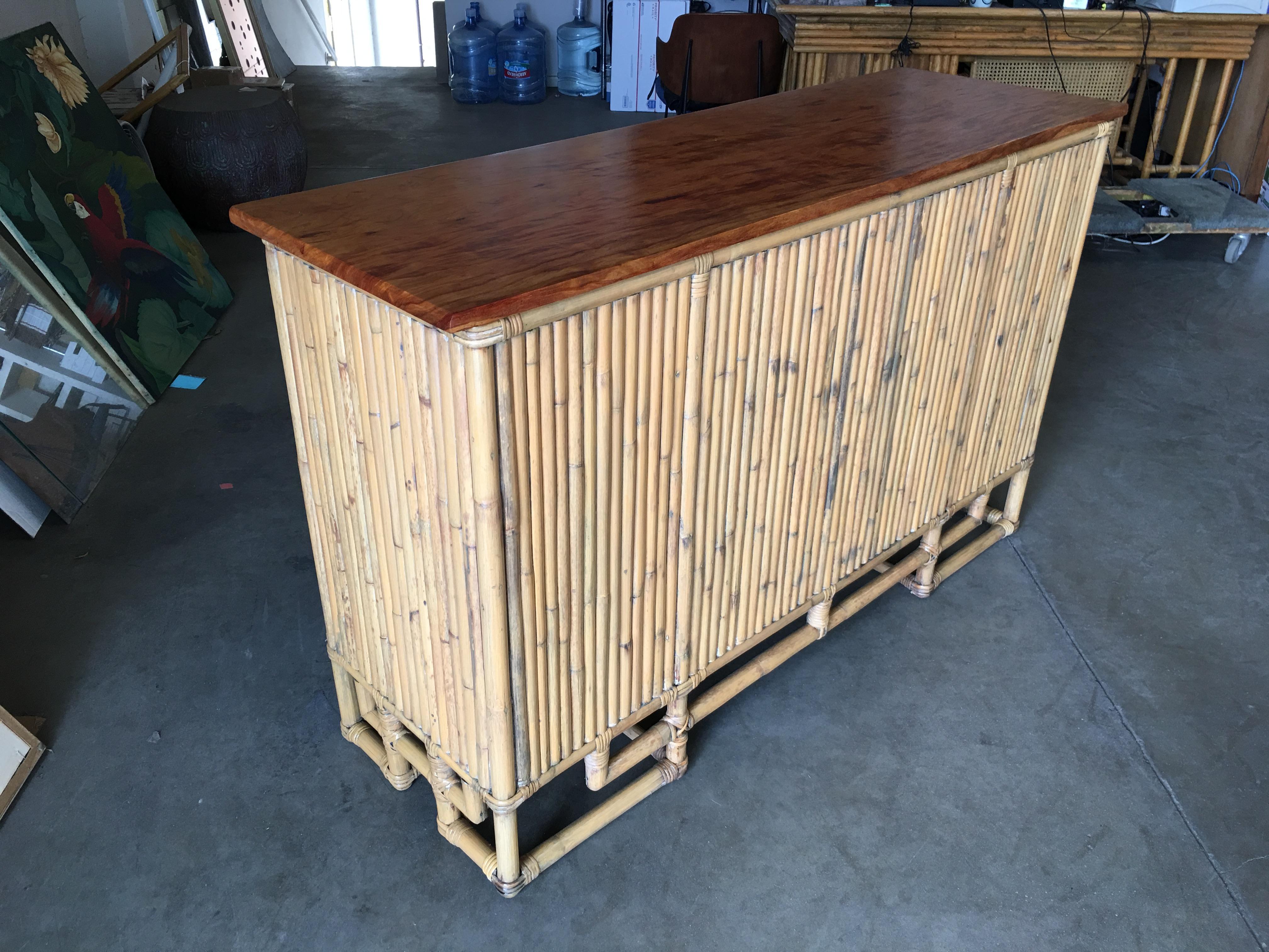 Restored Paul Frankl Stacked Rattan Sideboard with Mahogany Top 3