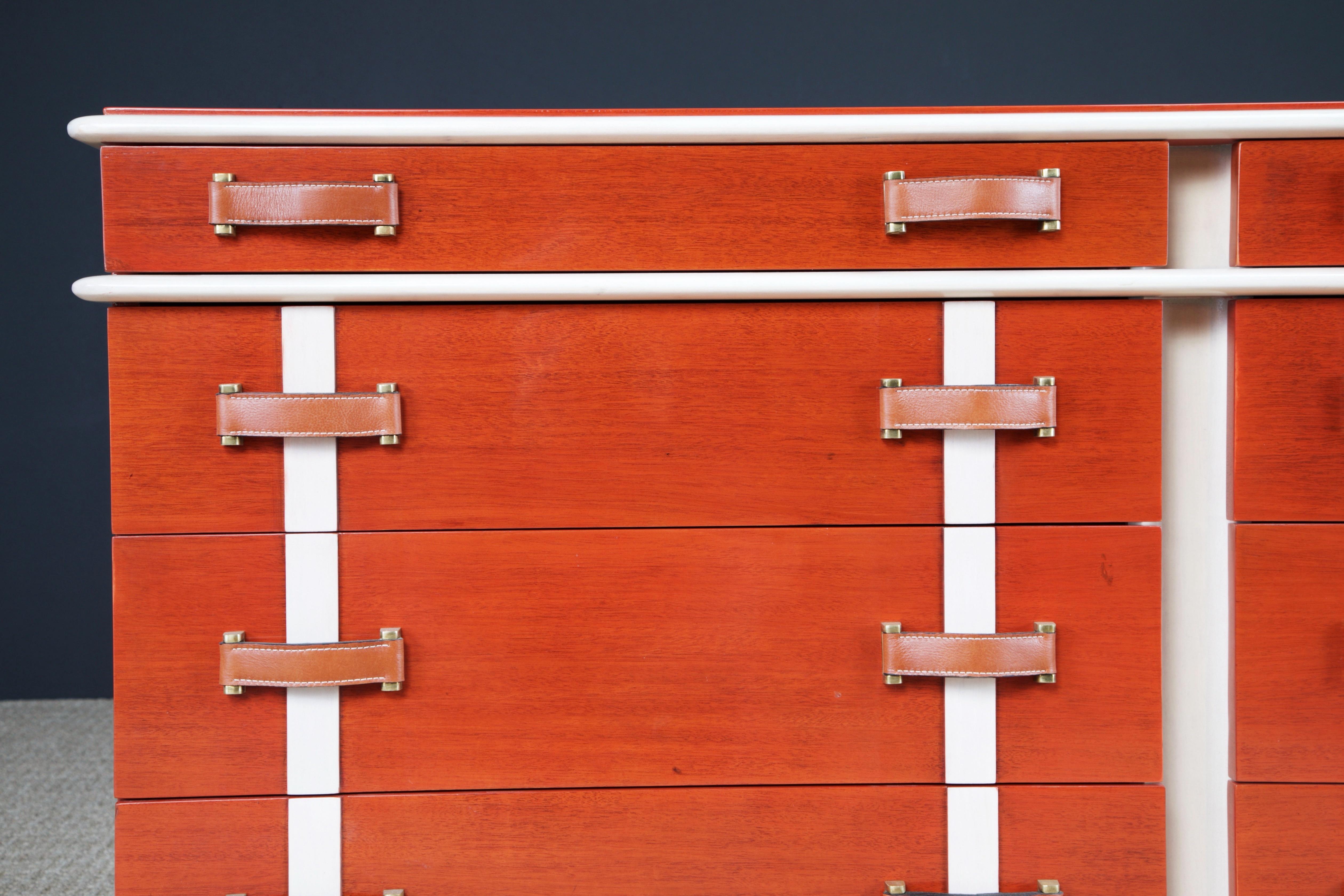 Brass Restored 'Station Wagon' Ten-Drawer Dresser by Paul Frankl, c. 1945, Signed For Sale