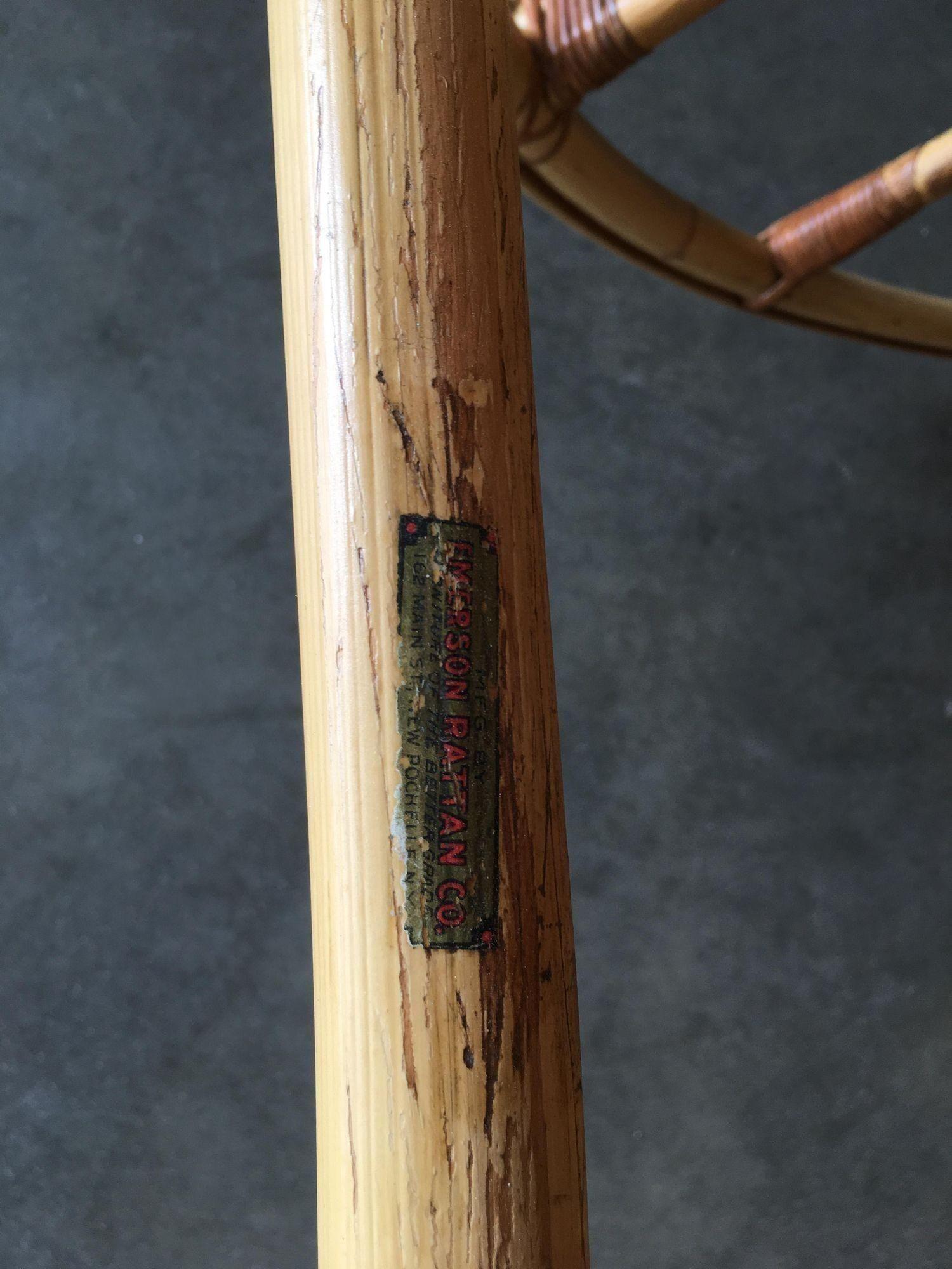 Fauteuil de salon à bascule en rotin Stick Pencil restauré par Emerson en vente 1