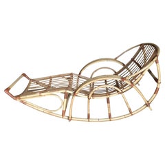 Restored Stick Pencil Rattan Rocking Lounge Chair by Emerson
