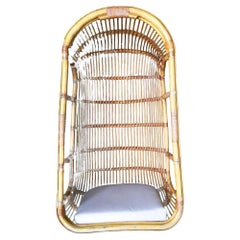 Retro Restored Stick Reed Rattan Hanging Swing Lounge Chair