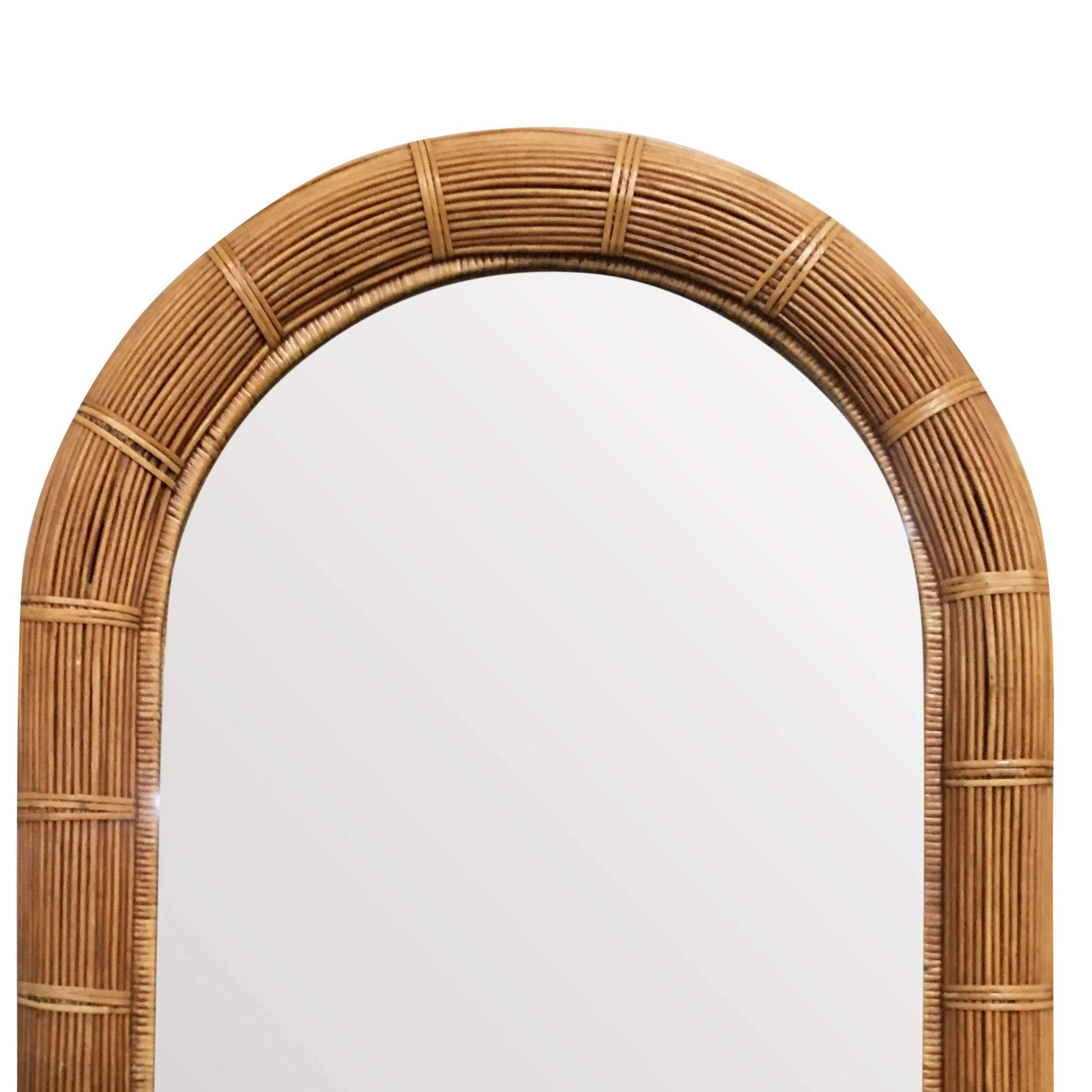 large rattan wall mirror