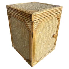 Restored Stick Reed Rattan& Wicker Front Hinged Drink Box Cabinet