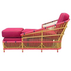 Restored Stick Reed Rattan "President" Chaise Lounge