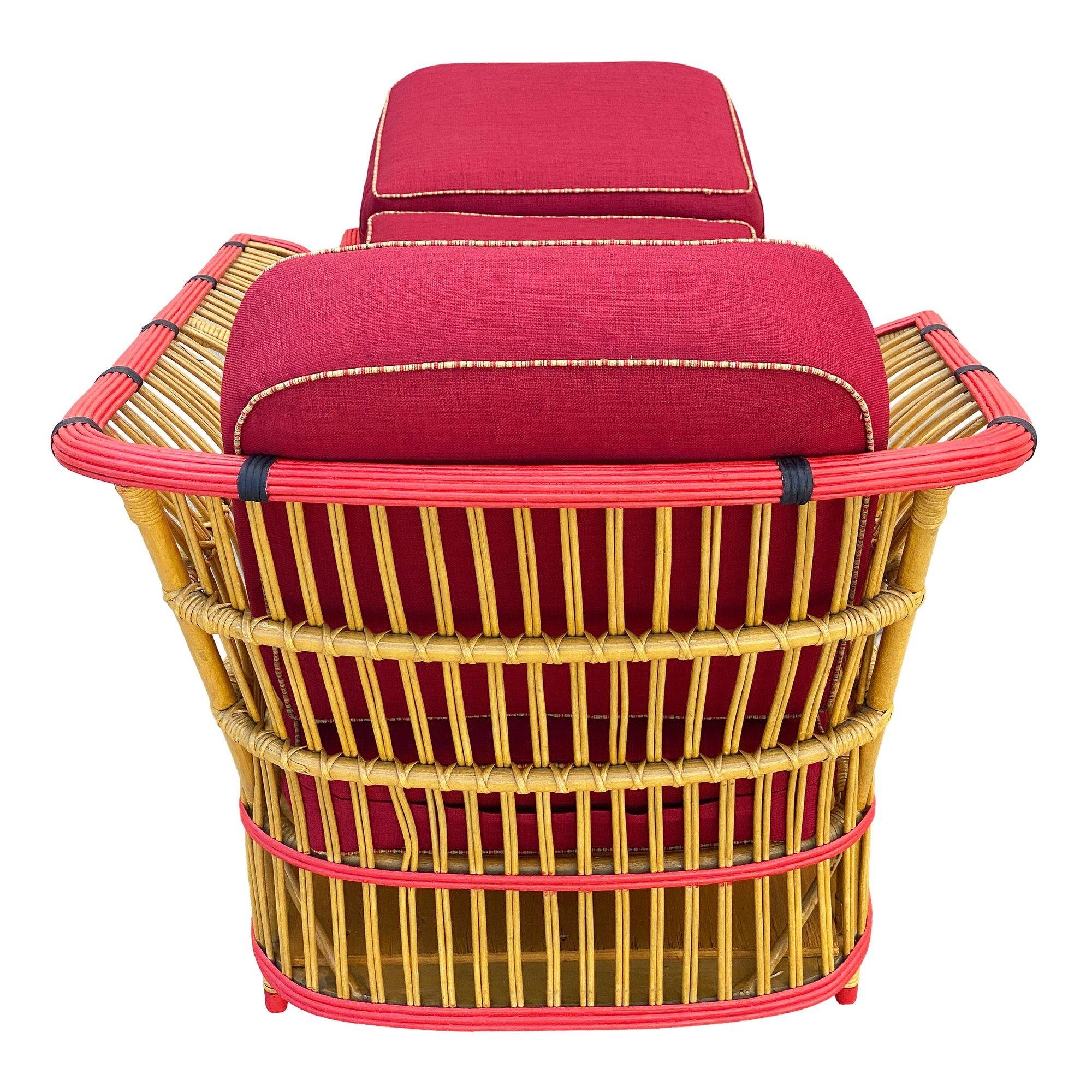 Mid-20th Century Restored Stick Reed Rattan 