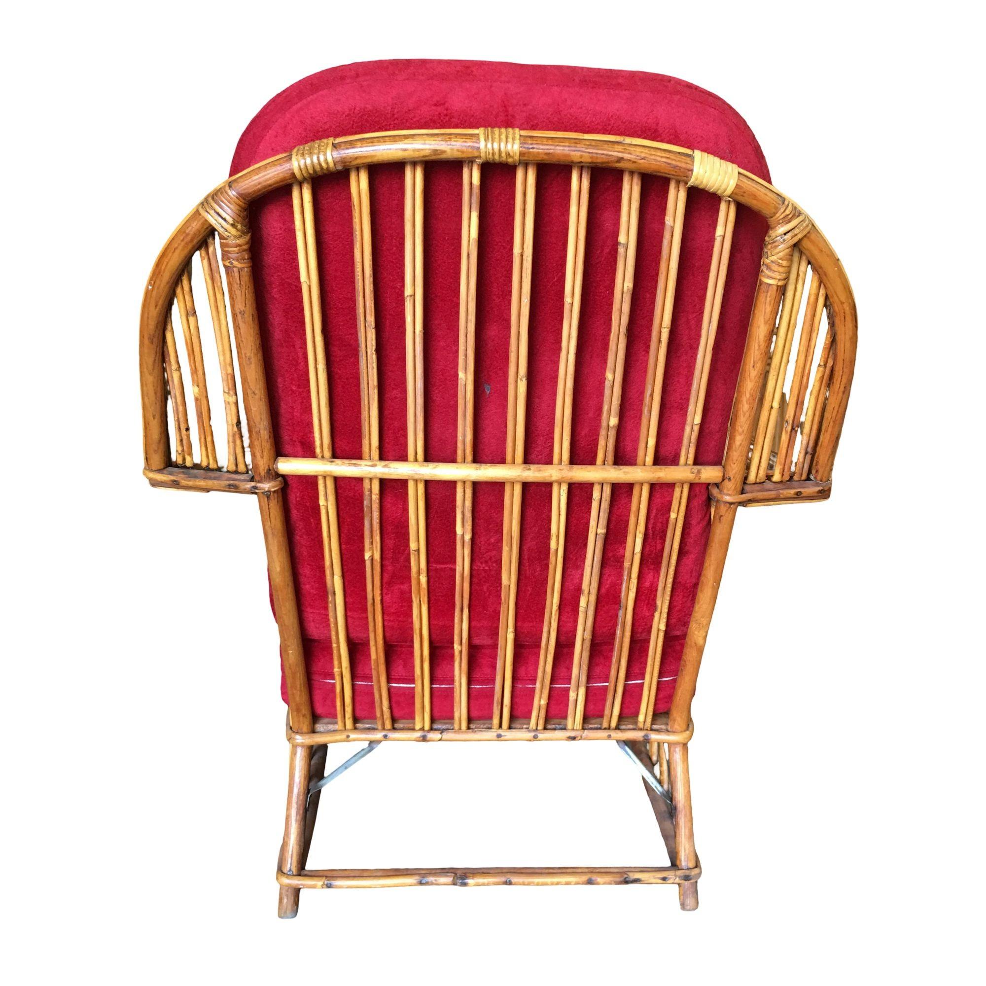 Mid-20th Century Restored Stick Reed Rattan 
