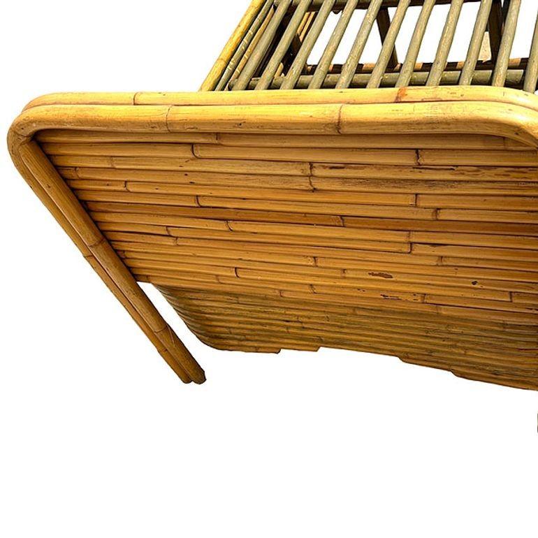Restaurierte Streamline Art Deco gestapelt Rattan Einzelgröße Bettgestell & Kopfteil im Angebot 2