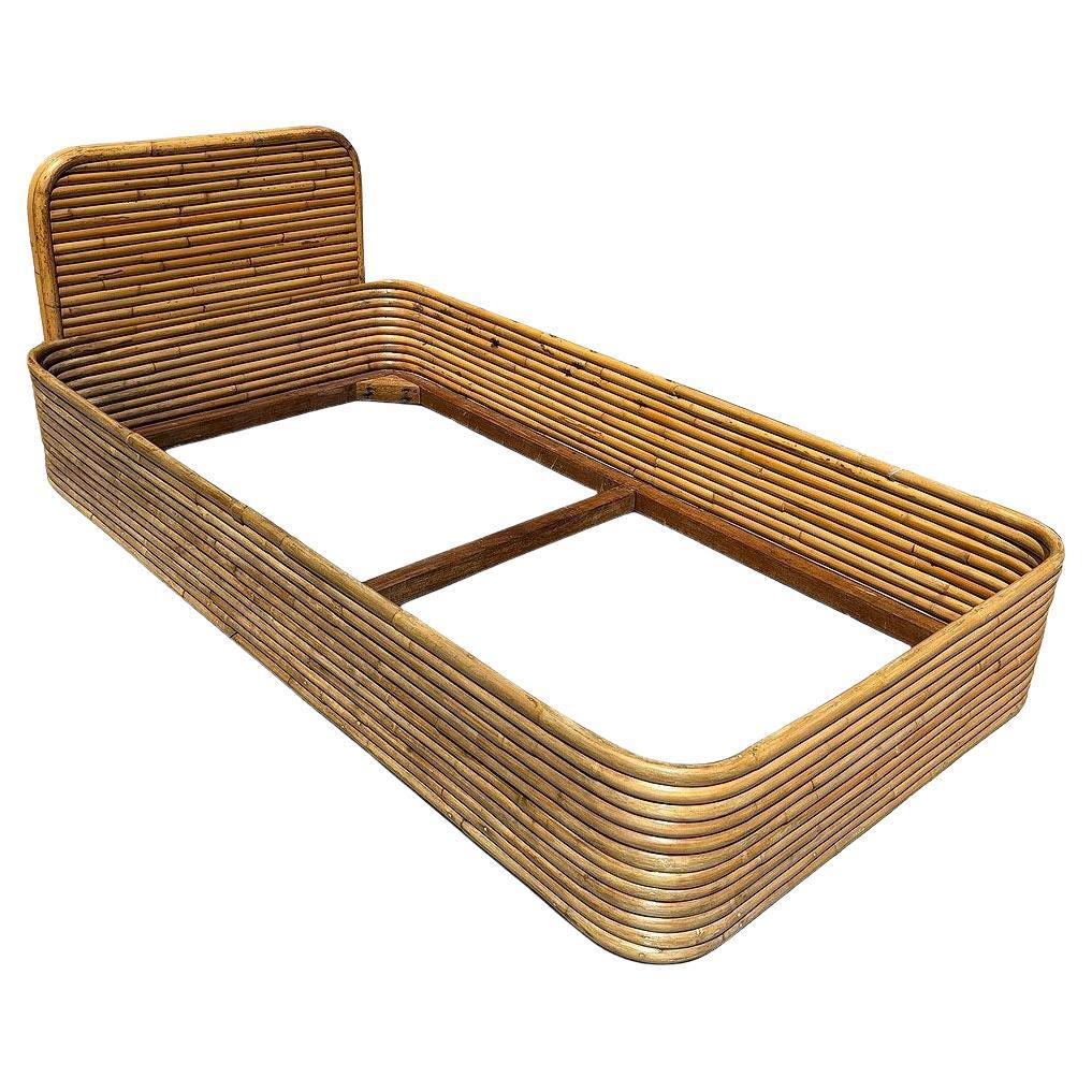 Restored Streamline Art Deco Stacked Rattan Twin Size Bed Frame ...