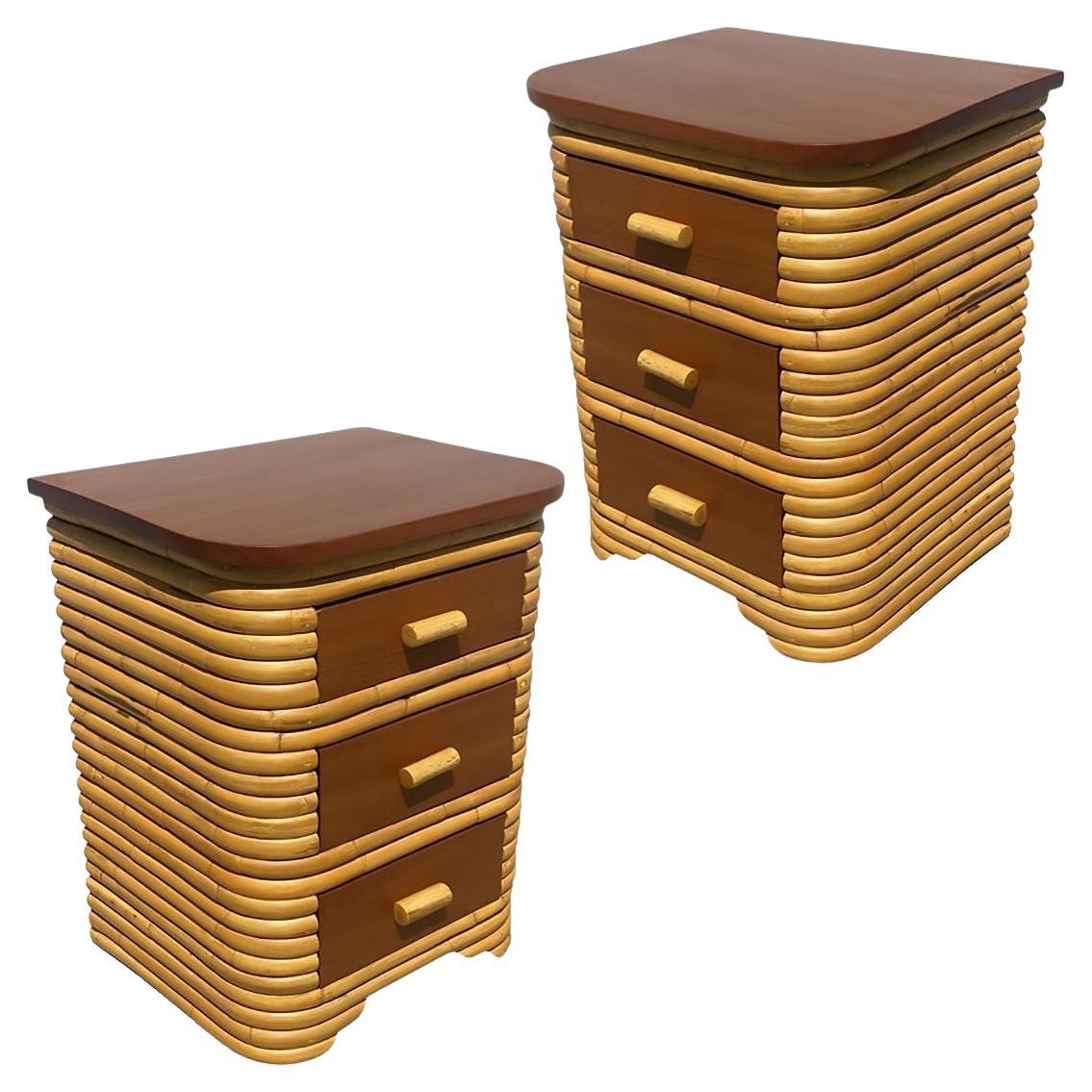 Vintage Twin Size Stacked Rattan BedFrame Pair by Seven Seas at 1stDibs