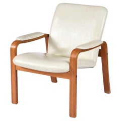 Used Restored Stressless Ekornes Teak Armchair in Ivory Leather