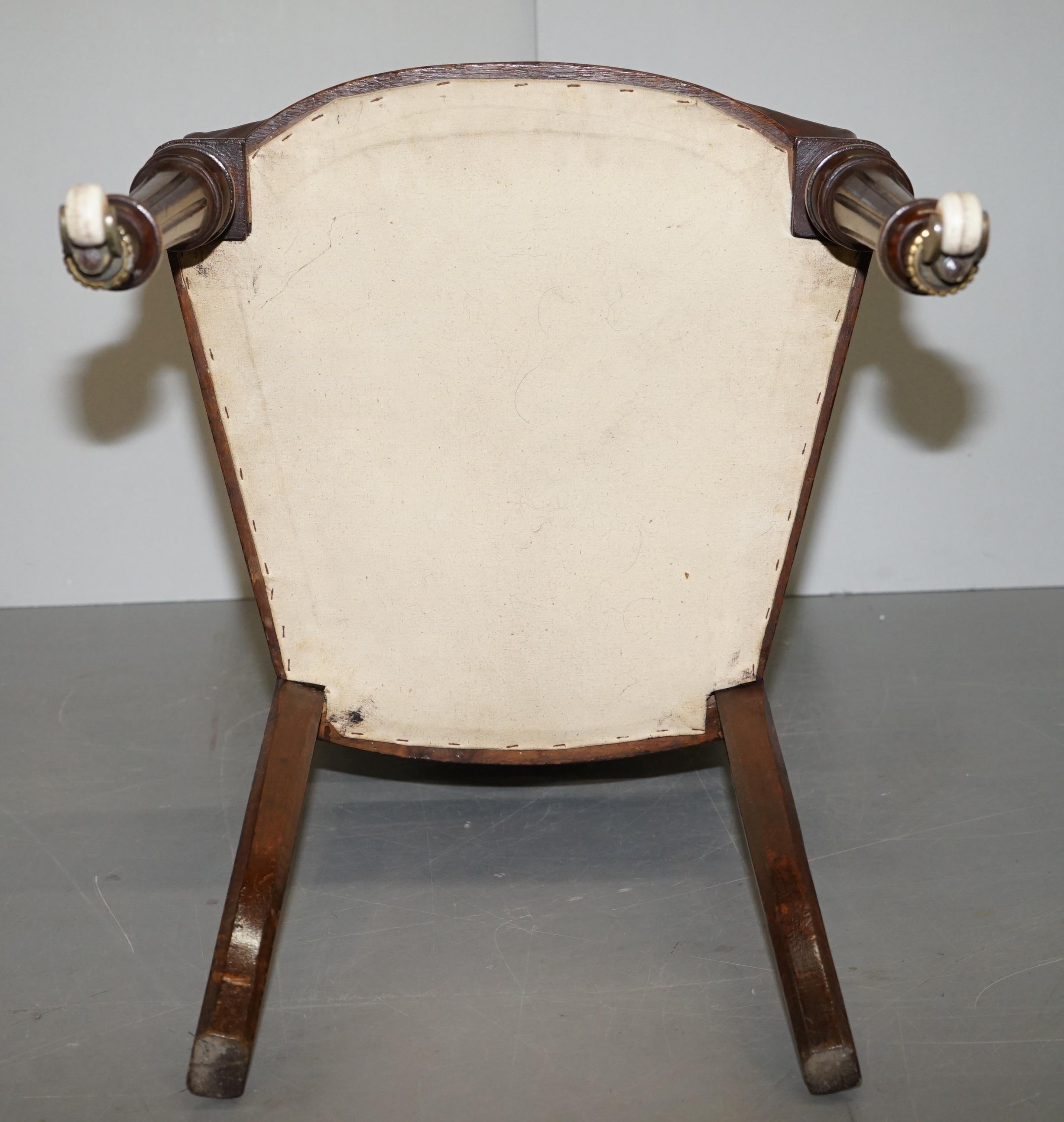 Restored Suite of Six Antque Victorian Chesterfield Brown Leather Dining Chairs 4