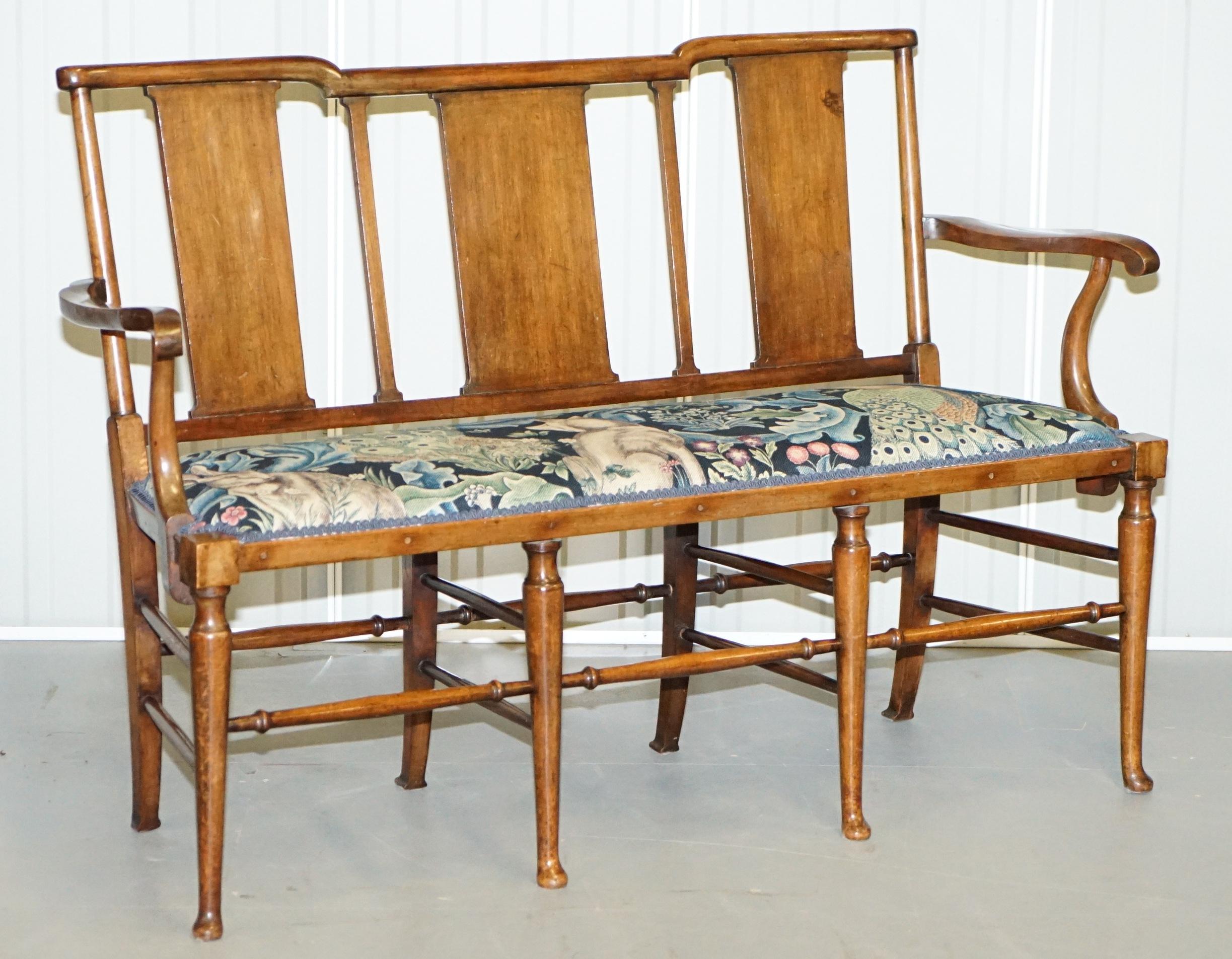 Restored Suite of William Morris Richard Norman Shaw Tabard Bench & Armchairs For Sale 6