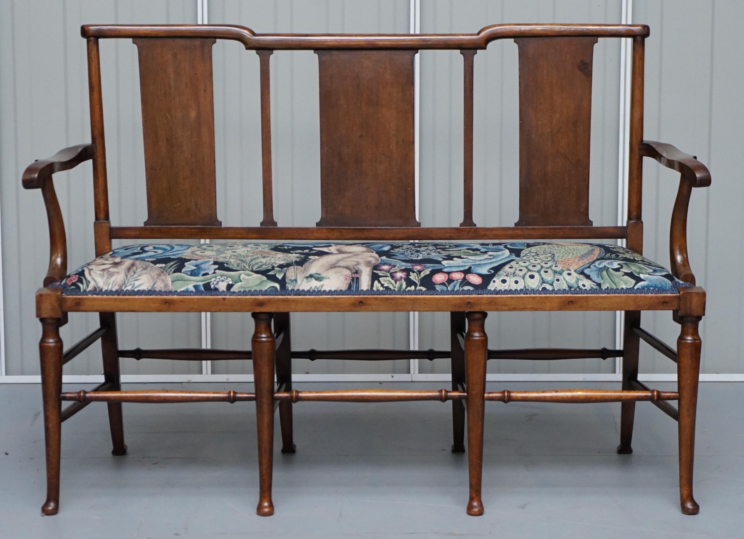 Restored Suite of William Morris Richard Norman Shaw Tabard Bench & Armchairs For Sale 7