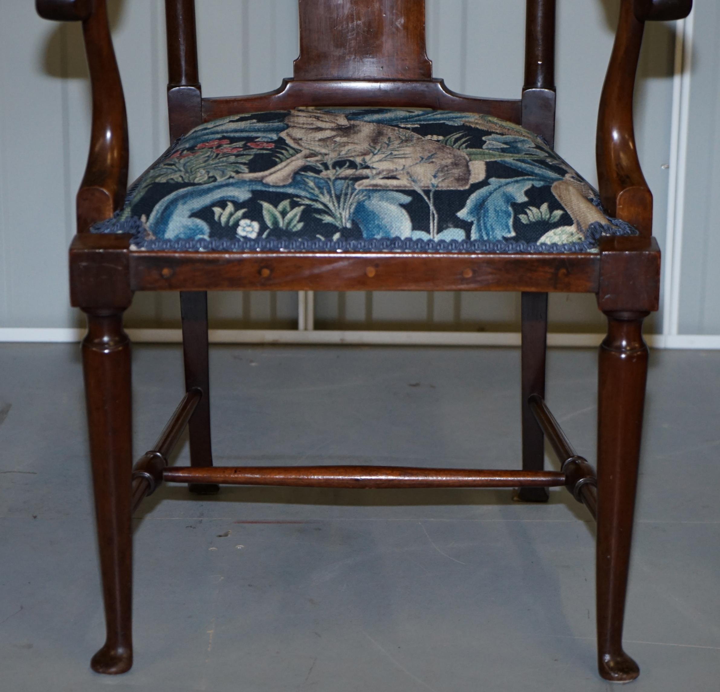 Upholstery Restored Suite of William Morris Richard Norman Shaw Tabard Bench & Armchairs For Sale
