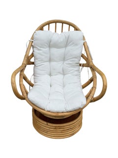 Restored Swivel Bucket Lounge Chair on Stacked Rattan Pedestal Base