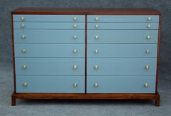 Restored T. H. Robsjohn-Gibbings for Widdicomb 12-Drawer Dresser Blue/Mahogany