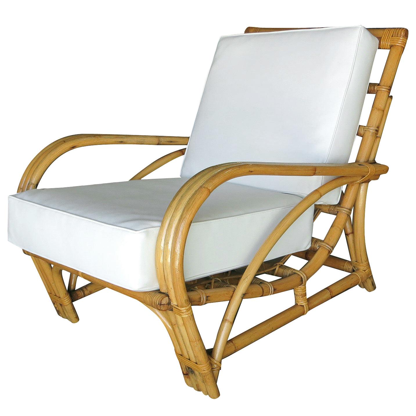 Restored Three-Strand "1940s Transition" Rattan Lounge Chair