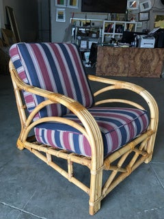 Restored Three-Strand "1940s Transition" Rattan Lounge