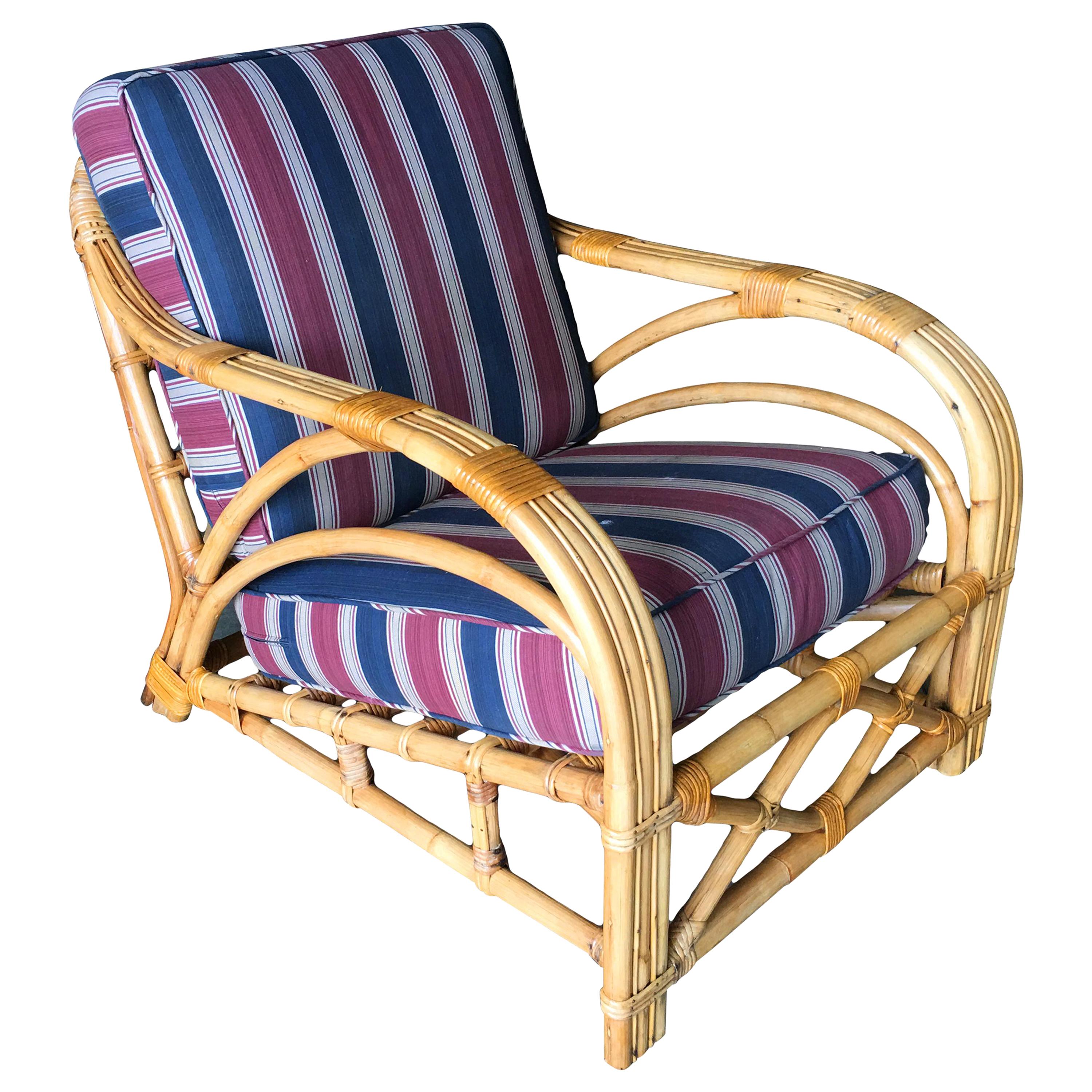 Restored Three-Strand "1940s Transition" Rattan Lounge