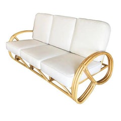 Restored Three-strand 3/4 Pretzel Arm Rattan 3-Seater Sofa