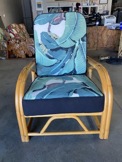 Restored Two-Strand "40s Transition" Adjustable Rattan Lounge Chair