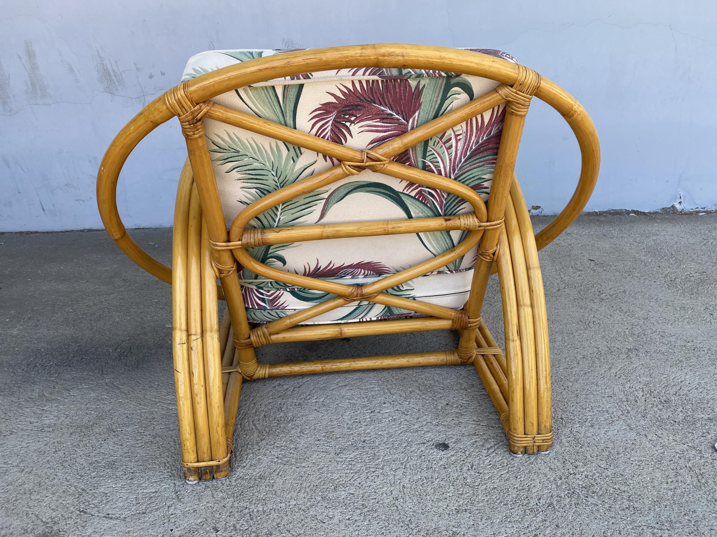 Restored Three-Strand Half Moon Cobra Back Lounge Chair with Ottoman 5