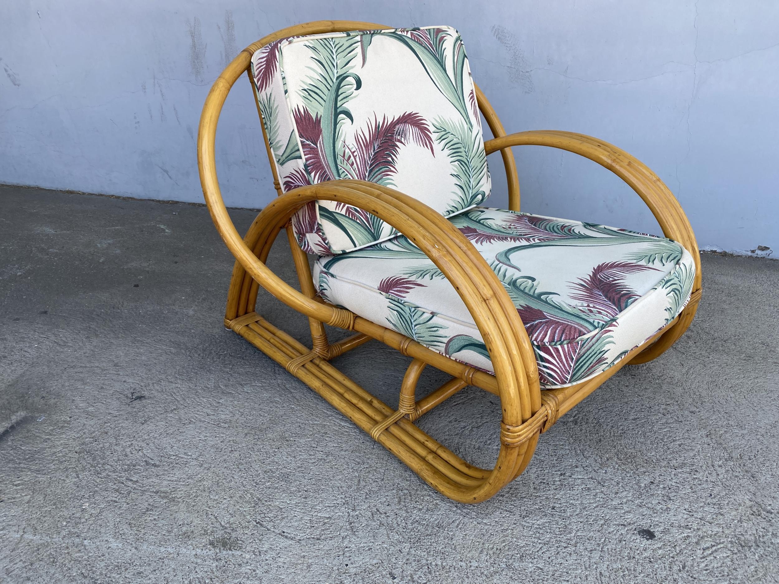 Restored Three-Strand Half Moon Cobra Back Lounge Chair with Ottoman 1
