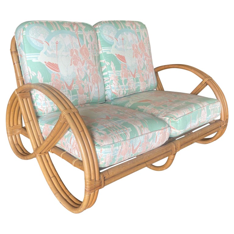 Restored Three-Strand Round Full Pretzel Loveseat Sofa with Arched Base For  Sale at 1stDibs