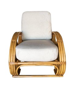 Restored Three-Strand Round Full Pretzel Rattan Lounge Chair
