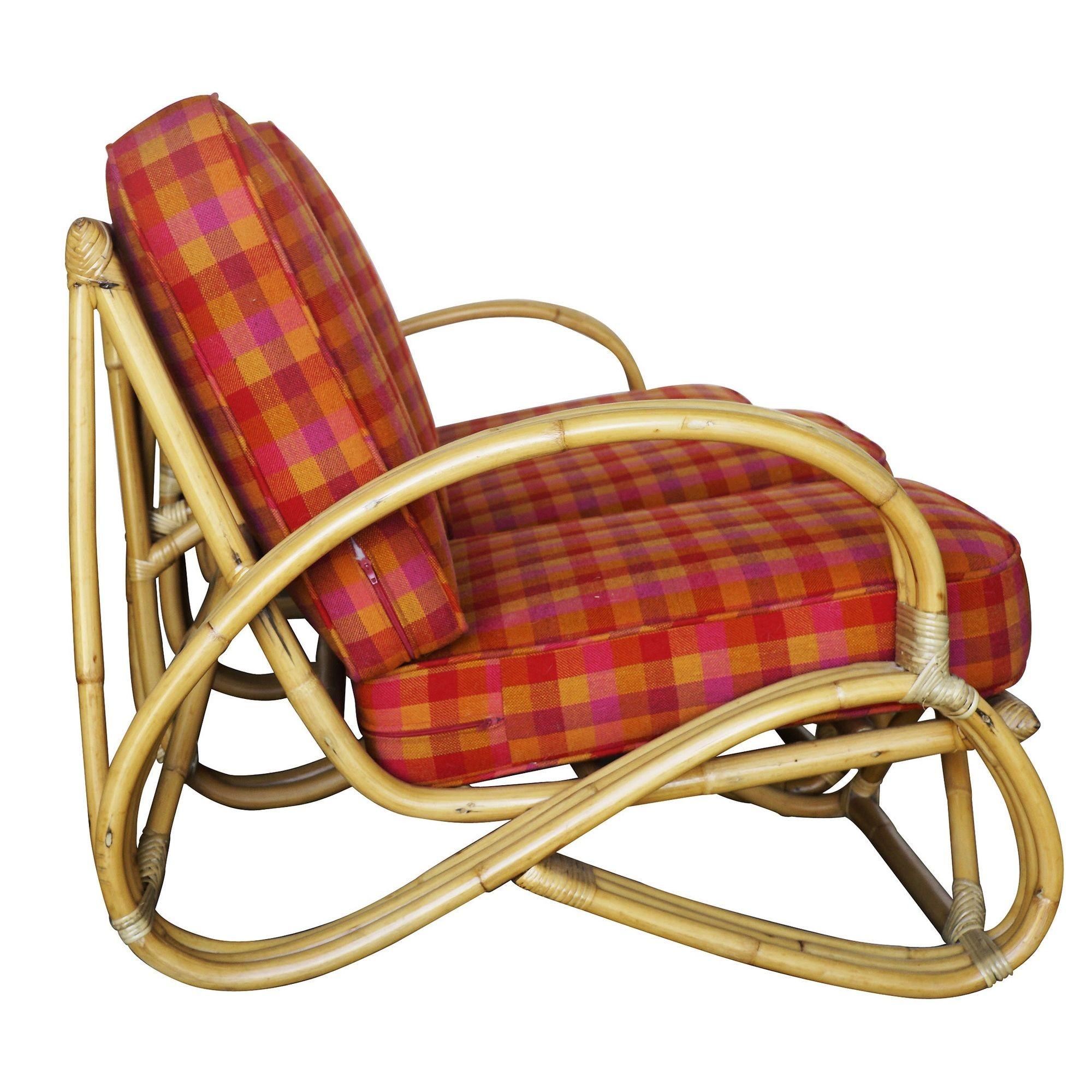 Restauriertes dreisträngiges „S-Arm“-Rattan-Wohnzimmer-Set (Moderne der Mitte des Jahrhunderts) im Angebot