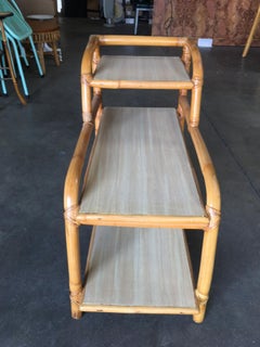 Restored Three-Tier "Arch" Side Table W/ Blond Formica Tops