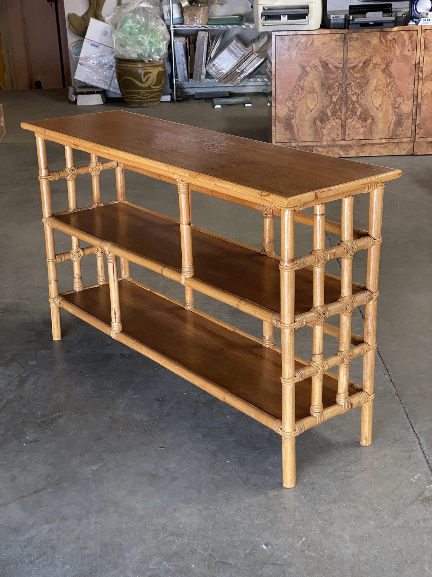 American Imaculately Restored Three-Tier Ladder Sides BookShelf Console Table w/ Mahogany For Sale