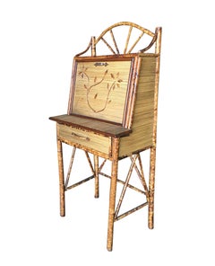 Restored Tiger Bamboo Secretary Desk, Aesthetic Movement